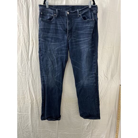 Levi's 514 Jeans Mens Size 38x30 Blue Slim Straight‎ Fit Blue Stretch Denim - Picture 1 of 12